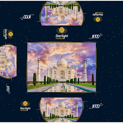 Amazing view of Taj Mahal in sunset light with reflection in water 1000 Jigsaw Puzzle box 3D Modell