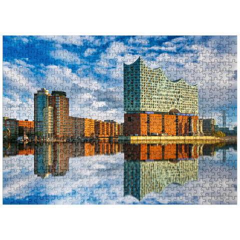 puzzleplate Reflection of the Elbe Philharmonic Hall in Hamburg 500 Jigsaw Puzzle