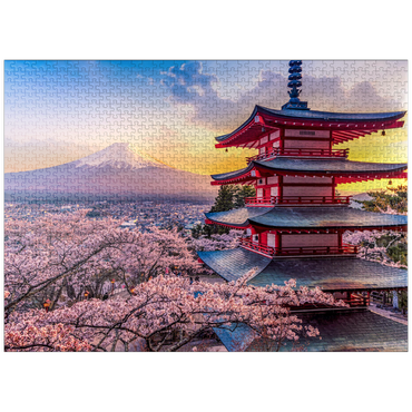puzzleplate Beautiful view of Mount Fuji and Chureito Pagoda at sunset 1000 Jigsaw Puzzle