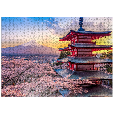 puzzleplate Beautiful view of Mount Fuji and Chureito Pagoda at Sunset 500 Jigsaw Puzzle