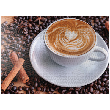 puzzleplate A cup of hot coffee with coffee beans 1000 Jigsaw Puzzle