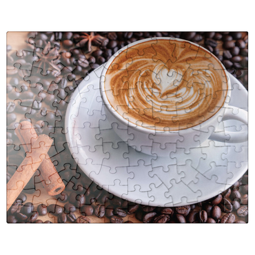 puzzleplate A Cup of Hot Coffee with Coffee Beans 100 Jigsaw Puzzle