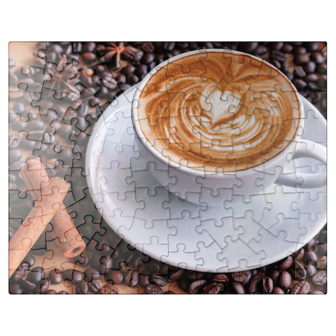 puzzleplate A Cup of Hot Coffee with Coffee Beans 100 Jigsaw Puzzle
