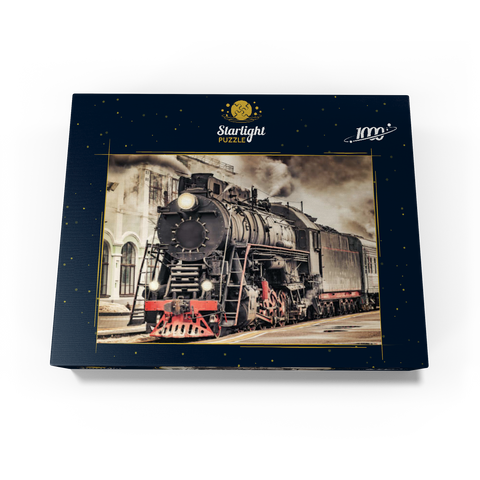A steam train departs from the station 1000 Jigsaw Puzzle box view1