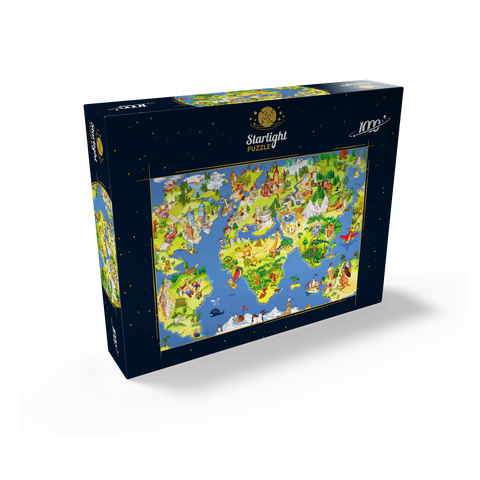 Great and funny cartoon world map - illustration for kids 1000 Jigsaw Puzzle box view1