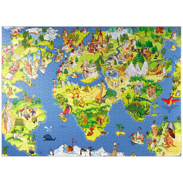 puzzleplate Great and funny cartoon world map - illustration for kids 1000 Jigsaw Puzzle
