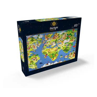 Great and funny cartoon world map - illustration for kids 100 Jigsaw Puzzle box view1