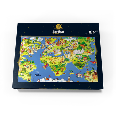 Great and funny cartoon world map - illustration for kids 100 Jigsaw Puzzle box view1