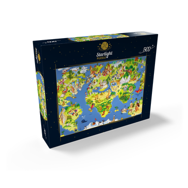 Great and funny cartoon world map - illustration for kids 500 Jigsaw Puzzle box view1