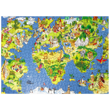 puzzleplate Great and funny cartoon world map - illustration for kids 500 Jigsaw Puzzle