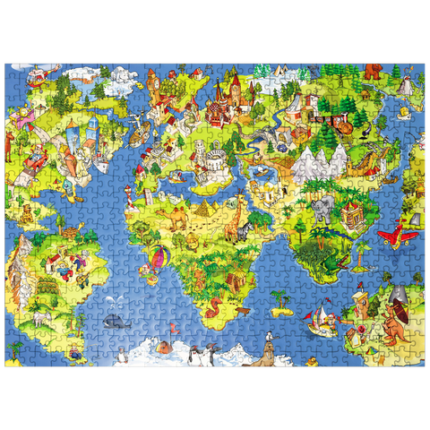 puzzleplate Great and funny cartoon world map - illustration for kids 500 Jigsaw Puzzle