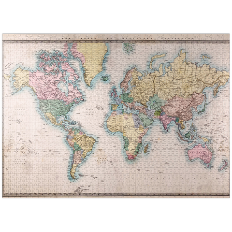 puzzleplate World map after Mercator projection, 1860 1000 Jigsaw Puzzle
