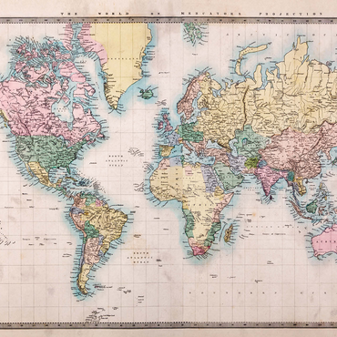World map after Mercator projection, 1860 1000 Jigsaw Puzzle 3D Modell