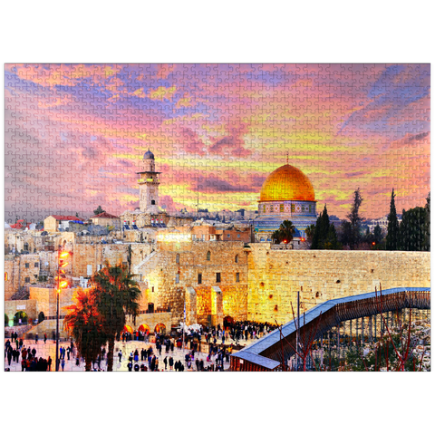 puzzleplate Skyline of the Old City at the Western Wall and the Temple Mount in Jerusalem, Israel 1000 Jigsaw Puzzle