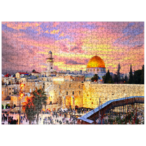 puzzleplate Skyline of the Old City at the Western Wall and the Temple Mount in Jerusalem Israel 500 Jigsaw Puzzle