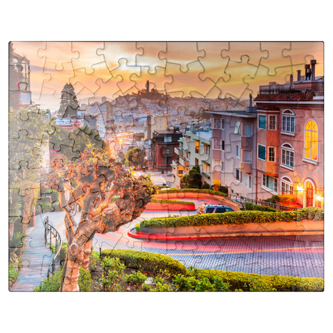 puzzleplate The famous Lombard Street in San Francisco at sunrise 100 Jigsaw Puzzle