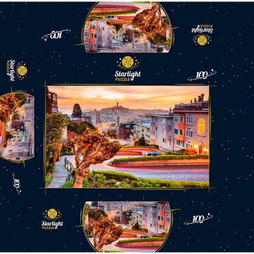 The famous Lombard Street in San Francisco at sunrise 100 Jigsaw Puzzle box 3D Modell