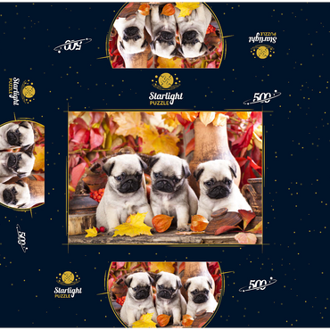 Pug puppies 500 Jigsaw Puzzle box 3D Modell