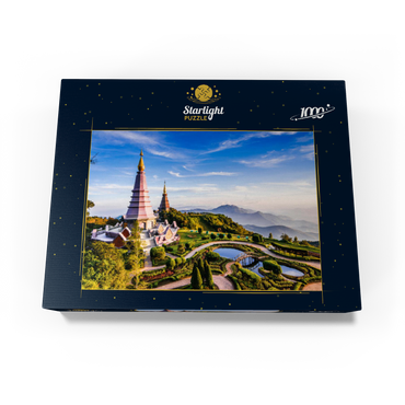 Landscape with two pagodas on top of Inthanon mountain, Chiang Mai, Thailand 1000 Jigsaw Puzzle box view1