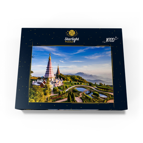 Landscape with two pagodas on top of Inthanon mountain, Chiang Mai, Thailand 1000 Jigsaw Puzzle box view1