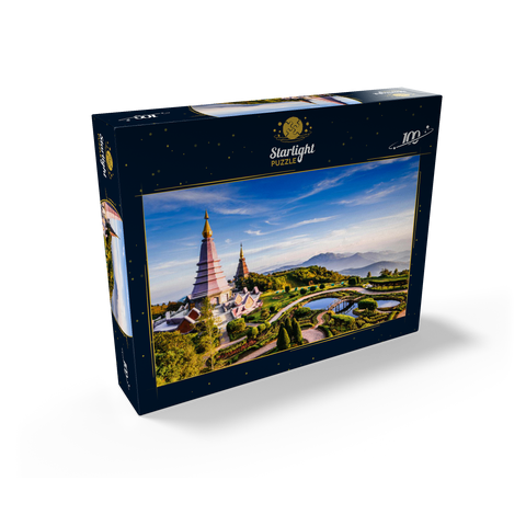 Landscape with two pagodas on top of Inthanon mountain Chiang Mai Thailand 100 Jigsaw Puzzle box view1