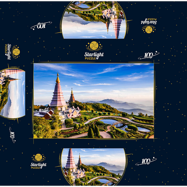 Landscape with two pagodas on top of Inthanon mountain Chiang Mai Thailand 100 Jigsaw Puzzle box 3D Modell
