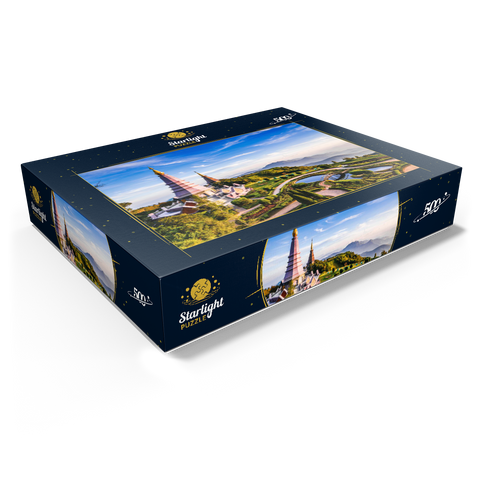 Landscape with two pagodas on top of Inthanon mountain Chiang Mai Thailand 500 Jigsaw Puzzle box view1