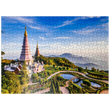 puzzleplate Landscape with two pagodas on top of Inthanon mountain Chiang Mai Thailand 500 Jigsaw Puzzle