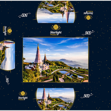 Landscape with two pagodas on top of Inthanon mountain Chiang Mai Thailand 500 Jigsaw Puzzle box 3D Modell