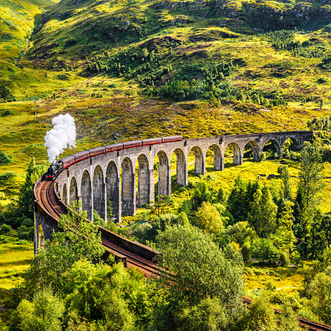 Glenfinnan Railway Viaduct with Jacobite steam train, Scotland 1000 Jigsaw Puzzle 3D Modell