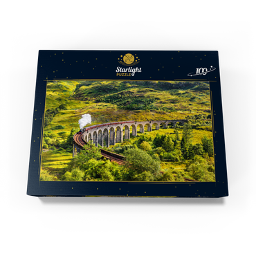 Glenfinnan Railway Viaduct with Jacobite steam train Scotland 100 Jigsaw Puzzle box view1