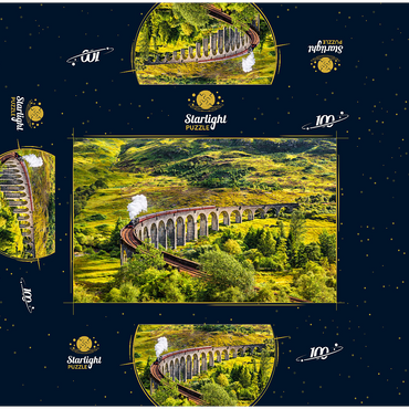 Glenfinnan Railway Viaduct with Jacobite steam train Scotland 100 Jigsaw Puzzle box 3D Modell