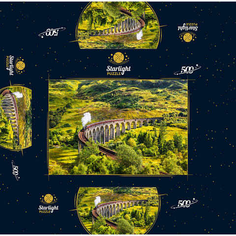 Glenfinnan Railway Viaduct with Jacobite steam train Scotland 500 Jigsaw Puzzle box 3D Modell