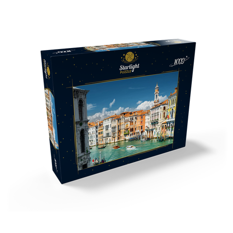 Grand Canal with colorful facades of old medieval houses in front of Rialto Bridge in Venice, Italy 1000 Jigsaw Puzzle box view1