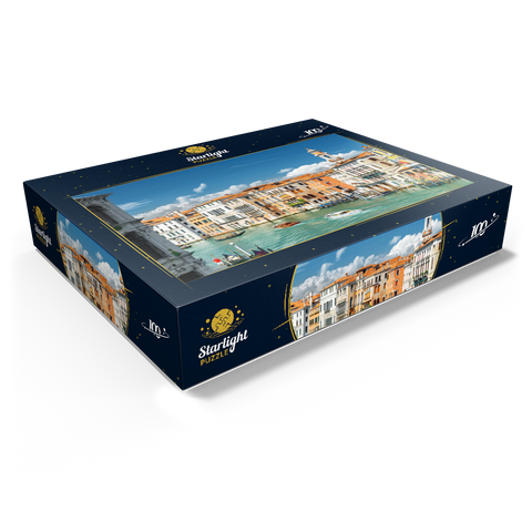 Grand Canal with colorful facades of old medieval houses in front of Rialto Bridge in Venice Italy 100 Jigsaw Puzzle box view1