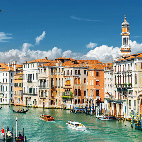Grand Canal with colorful facades of old medieval houses in front of Rialto Bridge in Venice Italy 100 Jigsaw Puzzle 3D Modell