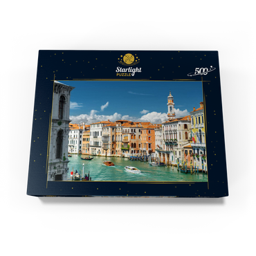 Grand Canal with colorful facades of old medieval houses in front of Rialto Bridge in Venice Italy 500 Jigsaw Puzzle box view1