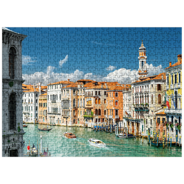 puzzleplate Grand Canal with colorful facades of old medieval houses in front of Rialto Bridge in Venice Italy 500 Jigsaw Puzzle