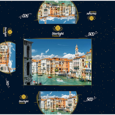 Grand Canal with colorful facades of old medieval houses in front of Rialto Bridge in Venice Italy 500 Jigsaw Puzzle box 3D Modell