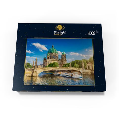 Historic Berlin Cathedral on Museum Island with excursion boat on the river Spree, Berlin, Germany 1000 Jigsaw Puzzle box view1