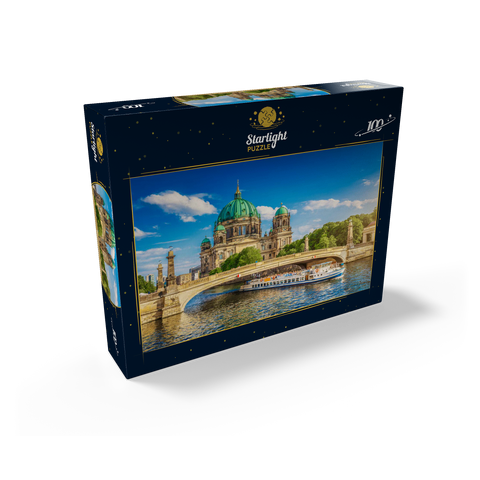 Historic Berlin Cathedral on Museum Island with excursion boat on the river Spree Berlin Germany 100 Jigsaw Puzzle box view1