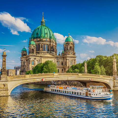 Historic Berlin Cathedral on Museum Island with excursion boat on the river Spree Berlin Germany 100 Jigsaw Puzzle 3D Modell