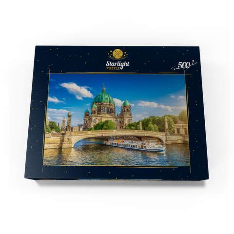 Historic Berlin Cathedral on Museum Island with excursion boat on the river Spree Berlin Germany 500 Jigsaw Puzzle box view1