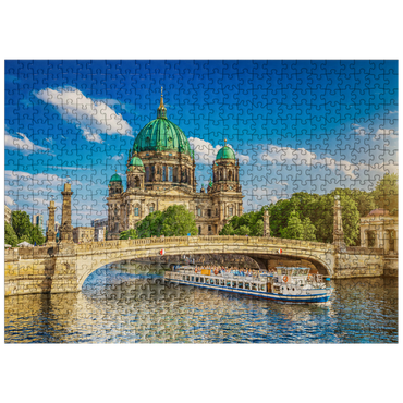 puzzleplate Historic Berlin Cathedral on Museum Island with excursion boat on the river Spree Berlin Germany 500 Jigsaw Puzzle