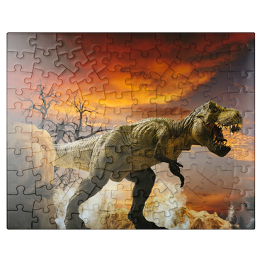 puzzleplate Dinosaur Art Mountain Landscape 100 Jigsaw Puzzle
