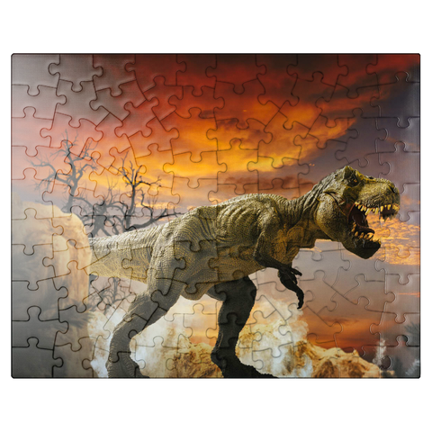 puzzleplate Dinosaur Art Mountain Landscape 100 Jigsaw Puzzle