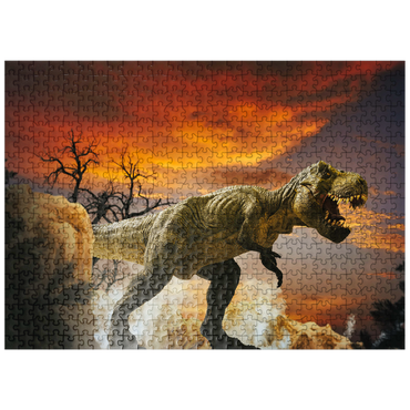 puzzleplate Dinosaur Art Mountain Landscape 500 Jigsaw Puzzle