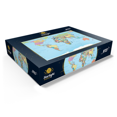 Color world map - borders, countries, roads and cities 1000 Jigsaw Puzzle box view1