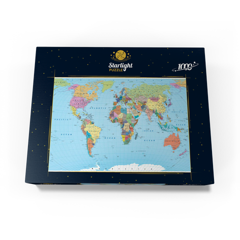 Color world map - borders, countries, roads and cities 1000 Jigsaw Puzzle box view1