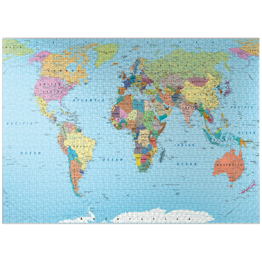 puzzleplate Color world map - borders, countries, roads and cities 1000 Jigsaw Puzzle